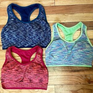 3 Racerback Sport Bras For Women High Impact Gym Yoga Size L